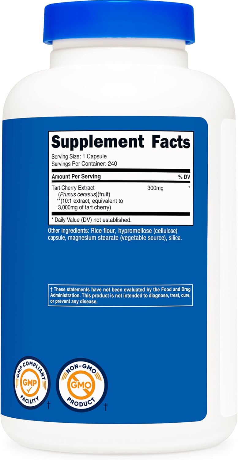 Nutricost Tart Cherry Extract 3000mg Equivalent (from 300mg of 10:1 Extract), 240 Vegetarian Capsules - Gluten Free, Non-GMO