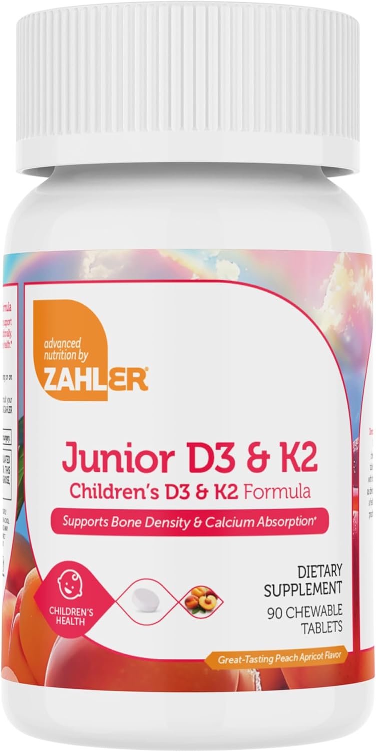 Zahle Junio Vitami D K Chewabl Tablet fo Kids Vitami fo Kid 200 I Deliciou Vitami K Chew t Suppor Health Bone Teet Kosher Les Suga Tha Gummie (9 Count)