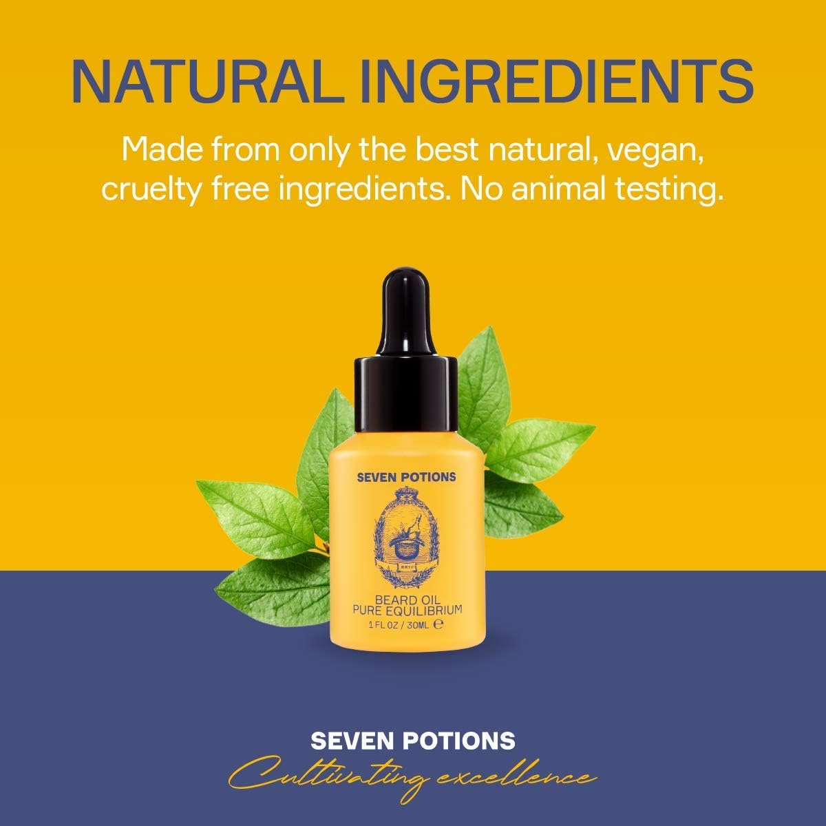 SEVEN POTIONS Natural Beard Oil for Men 1 FL OZ / 30ml ¡ª Fragrance Free & Unscented Beard Softener & Conditioner ¡ª Vegan Conditioning Oil That Helps Prevent Itch & Dandruff (Pure Equilibrium)