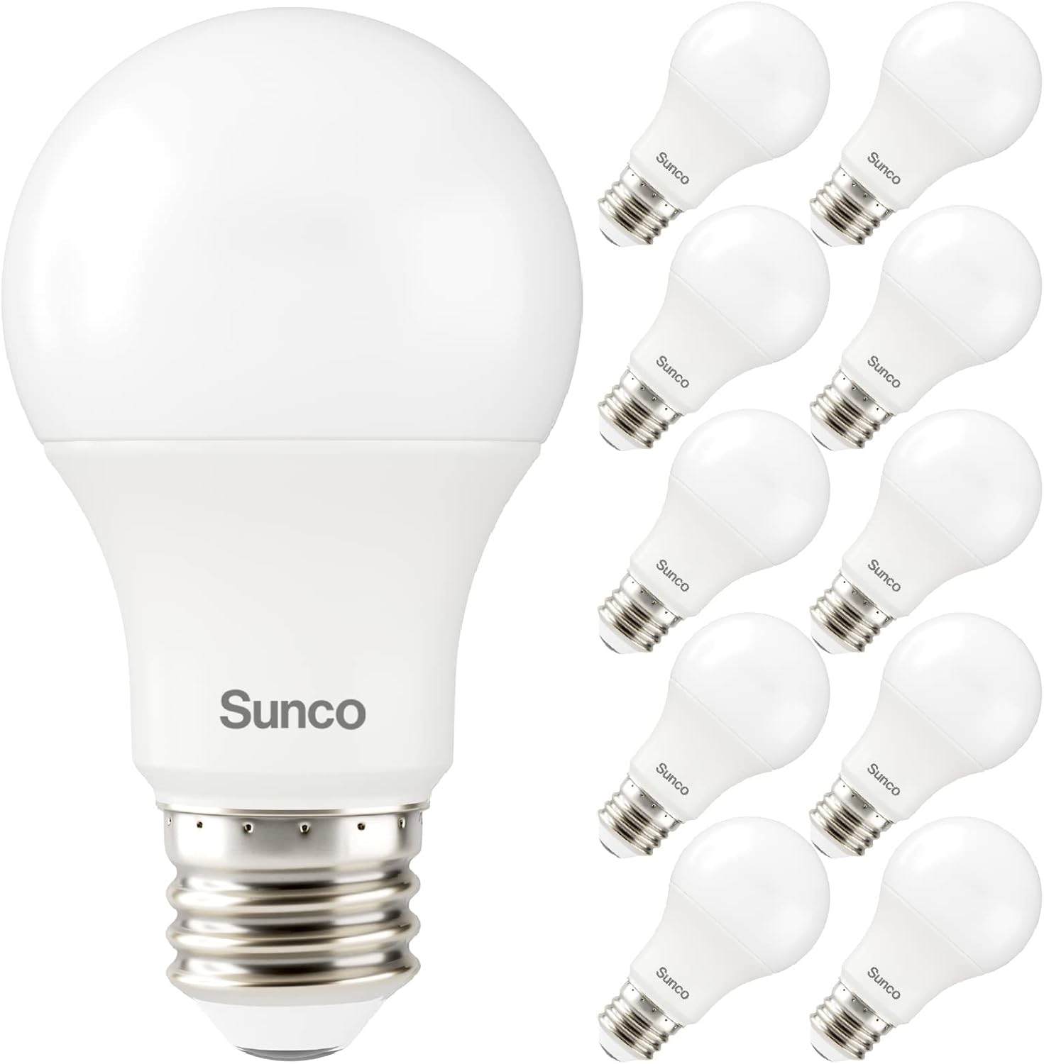 Sunco 10 Pack 3W=25W A19 LED Light Bulbs CRI91 6000K Daylight Deluxe, 250 Lumens, E26 Medium Base, Indoor Outdoor, Super Bright, Instant On, Frosted Lens, Lamp for Bedroom Dining Living Room UL.