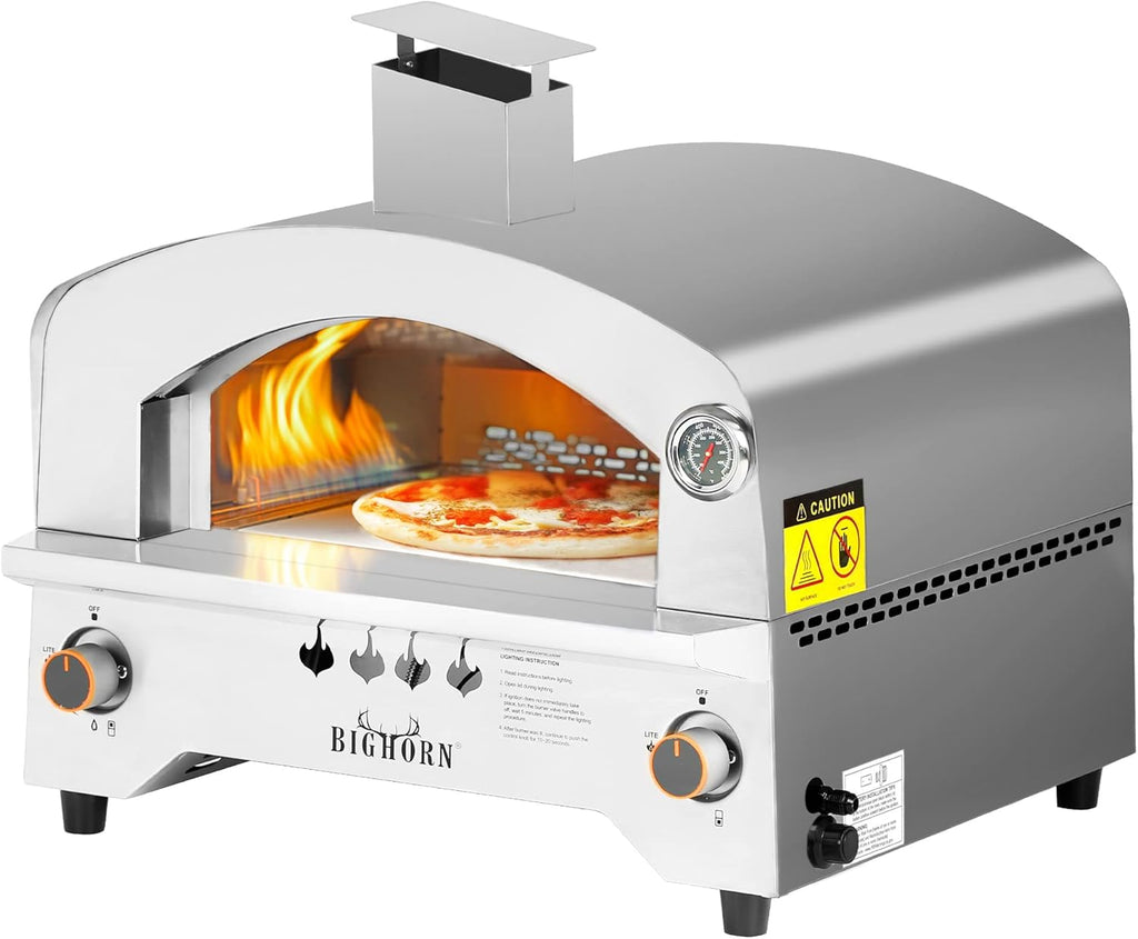 BI HOR OUTDOOR Ga Pizz Oven Portabl Propan Pizz Ove wit 1 inc Pizz Stone Stainles Stee Pizz Make fo Outdoo Cooking