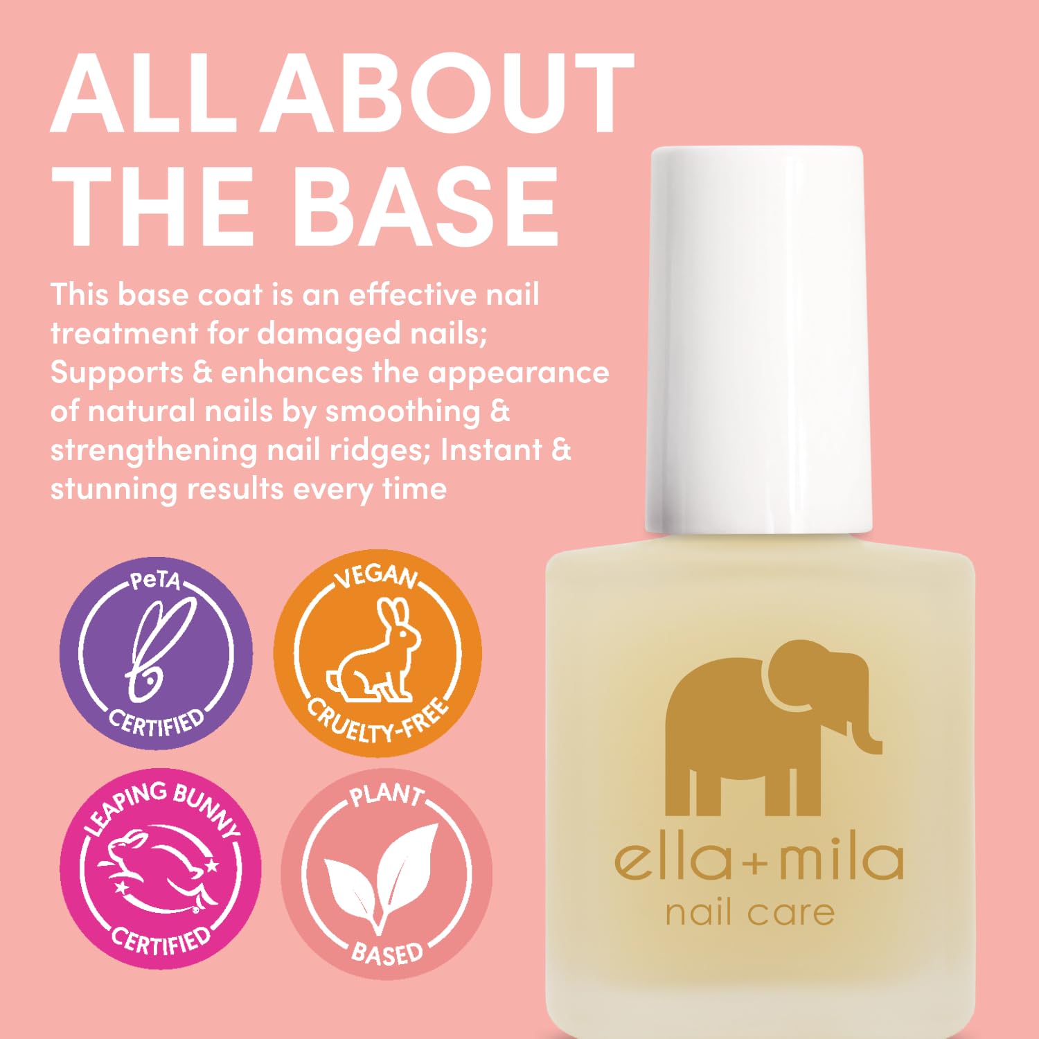 ella+mil Ridg Fille Bas Coa Nai Polis Smoothin Nai Treatmen an Long-lastin Ridg Fille Nourishin Clea Polis fo Natura Fingernail (0.4 f oz)