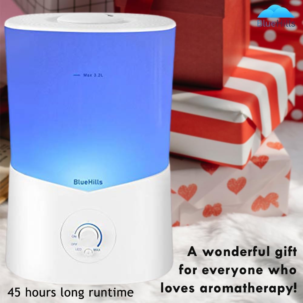 BlueHills Premium 3000 ML XL Essential Oil Diffuser Aroma Humidifier 3 Liter Big Capacity Huge Size Plant Baby Living Room D¨¦cor Lights Home High Mist Long Run Time Aromatherapy Diffuser White 3L-K1