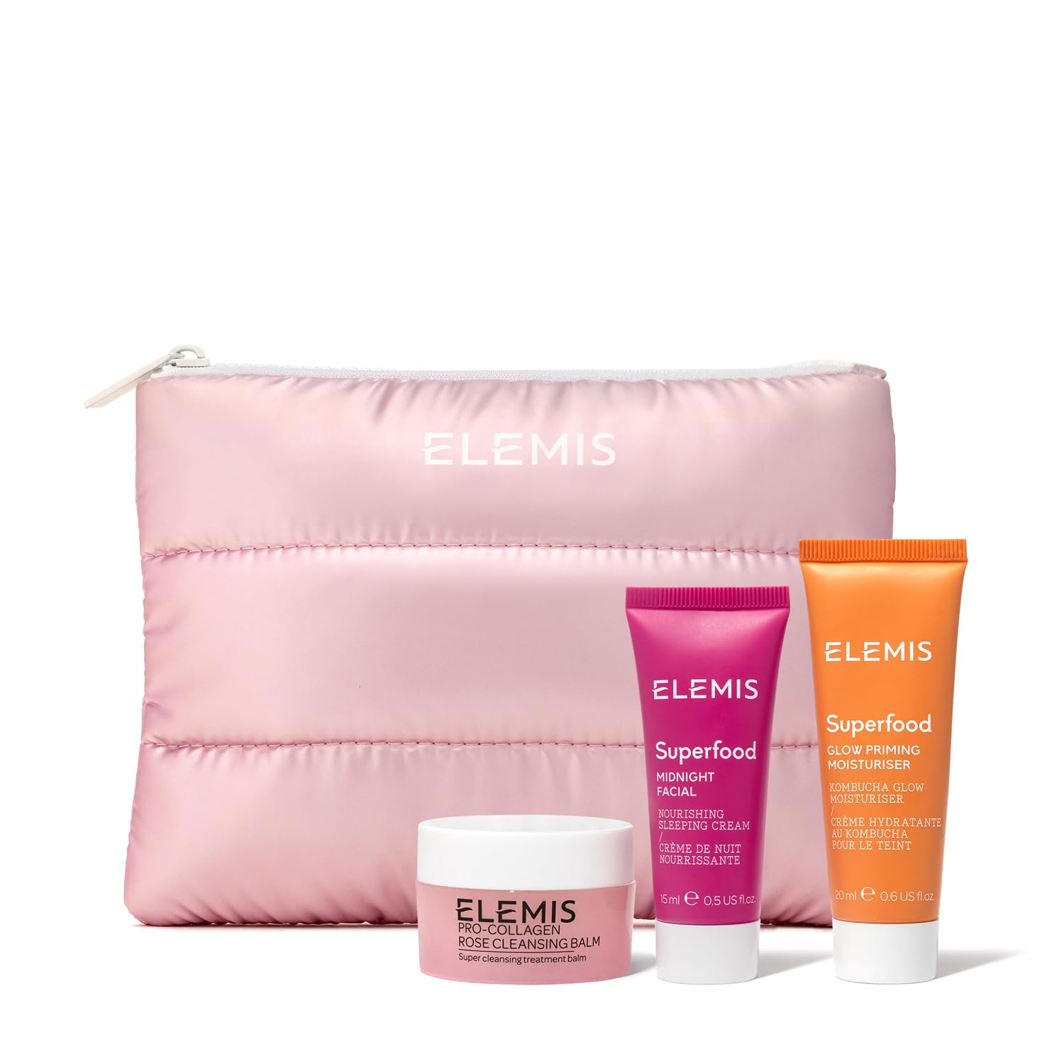 ELEMI Wa t Glo Exclusiv Skincar Kit($7 Value Trave Se wit Travel-Siz Ros Cleansin Balm Glo Primin Moisturize Midnigh Facial Nouris Illuminat Ski al day