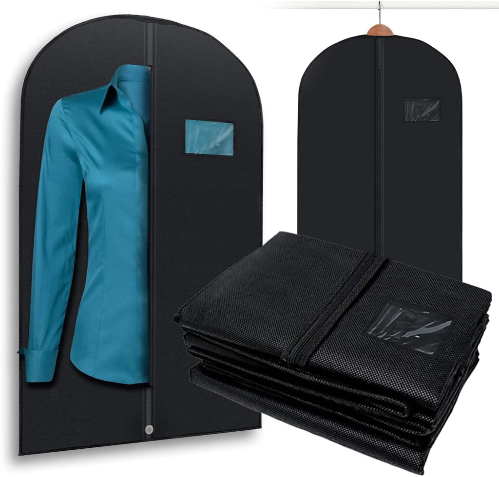 Plixio 40inch Black Garment Bags Suit Bag for Travel Clothing Storage of Dresses, Shirts, Fur Coats, Jackets Dance Costumes - Hanging Suit Cover for Men Women Closet Storage Garment Protector