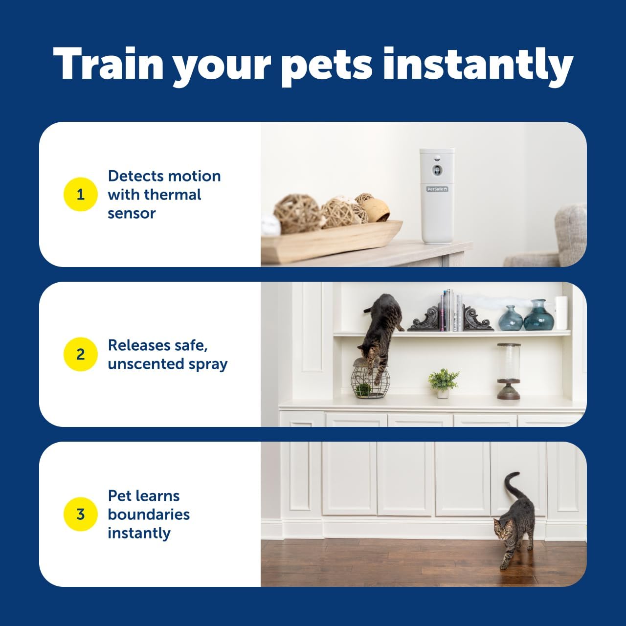 PetSafe SSSCAT Automatic Spray Pet Deterrent - Contactless Behavior Correction - Motion Sensor Air Burst - Odorless - Non-Staining - Versatile Placement Spray - Refill Can