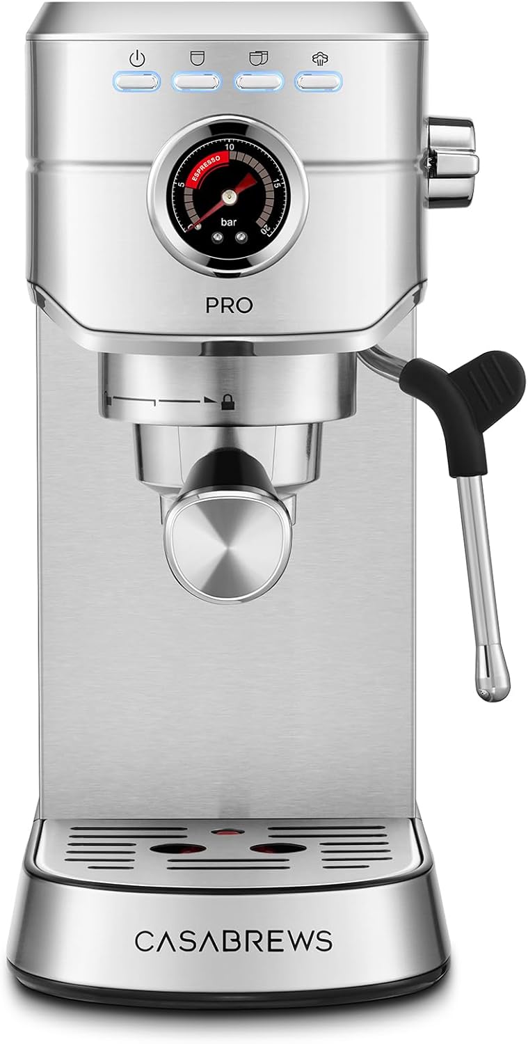 CASABREW 541 PR Espress Machin 2 Bar Upgrade Espress Make wit Powerfu Stea Mil Frother Stainles Stee Coffe Machin wit Fas Heatin Syste fo Cappuccino Latte Silver