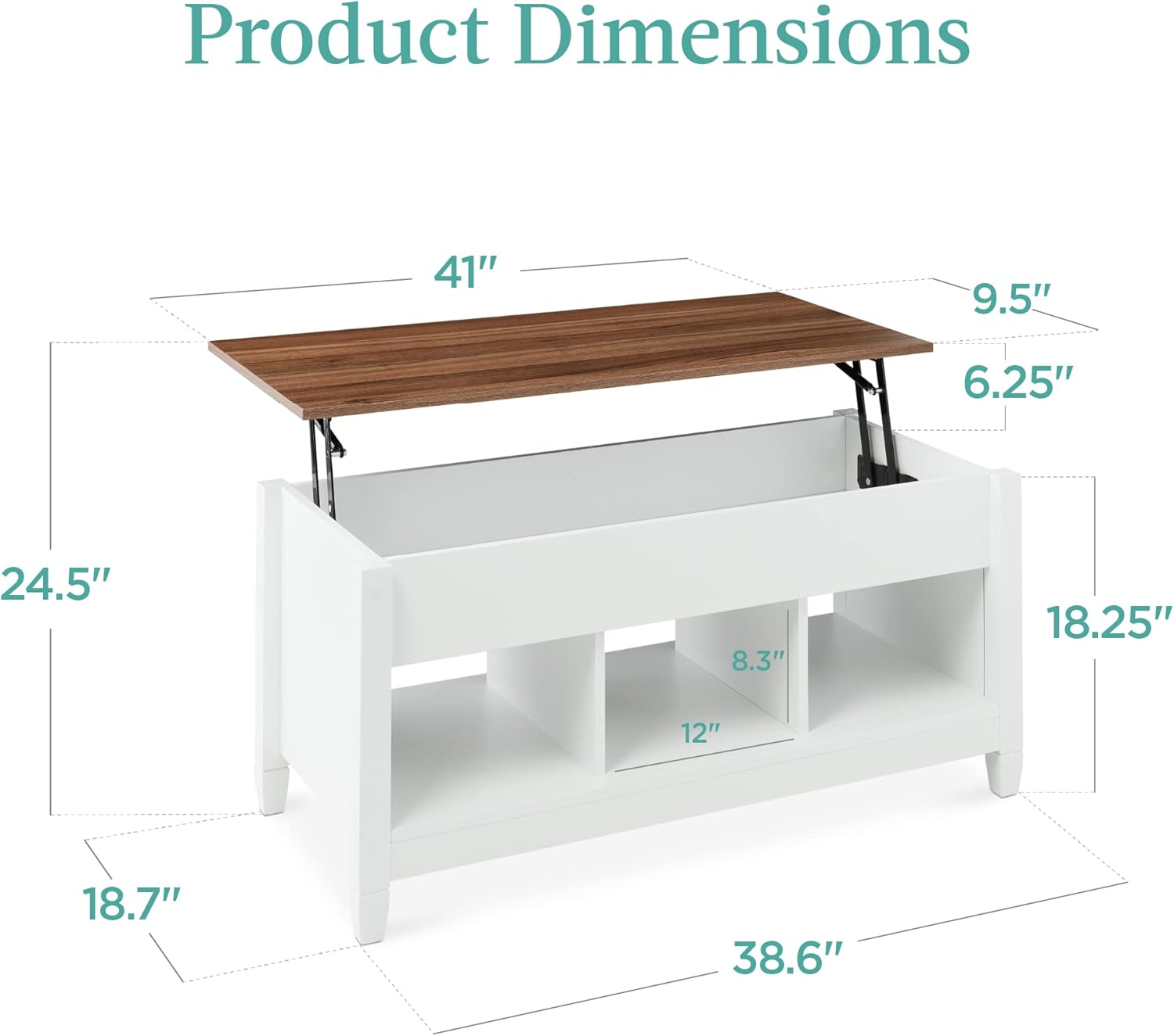 Best Choice Products Lift Top Coffee Table with Hidden Storage, Accent Table Furniture for Living Room, Display Shelves - White/Brown