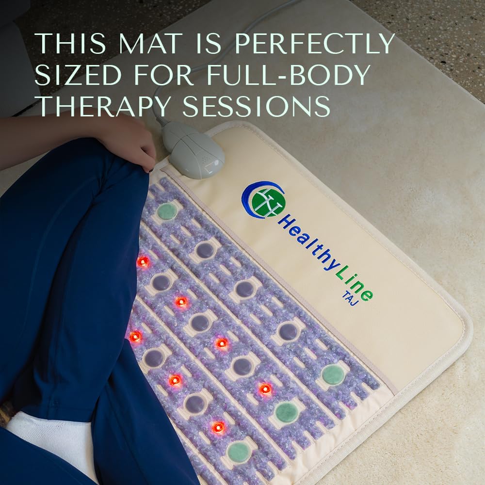 §²§¦§®F Advanced Far Infrared Heating Pad - Professional Biomat for Pain Relief and Healing - Pulsed Electromagnetic Field Therapy - Full Body Mat with Red Lights, Amethyst, Tourmaline and Jade - 72 x 24
