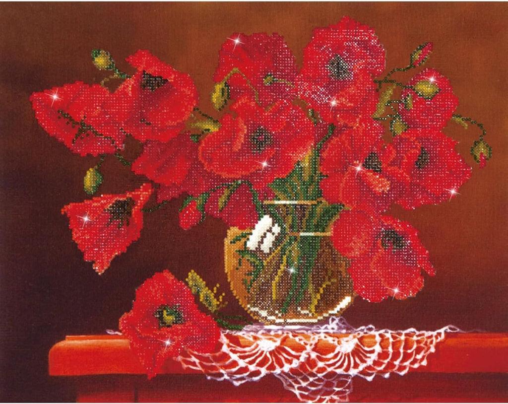 DIAMON DOT Re Poppie Flowe Diamon Paintin Kit fo Adult Diamon Ar Kit Relaxin Creativ Craf Ki wit Dot Gem 16inchx20inch