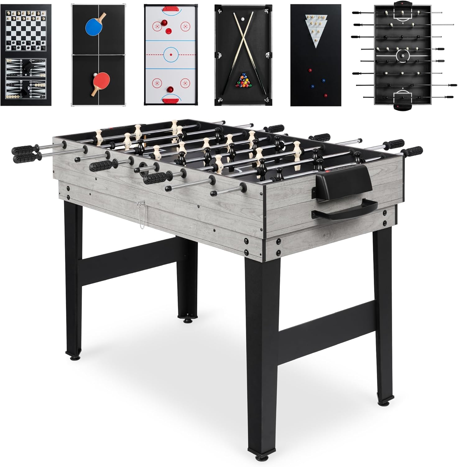 Best Choice Products 2x4ft 10-in-1 Combo Game Table Set for Home, Game Room, Friends & Family w/Hockey, Foosball, Pool, Shuffleboard, Ping Pong, Chess, Checkers, Bowling, and Backgammon