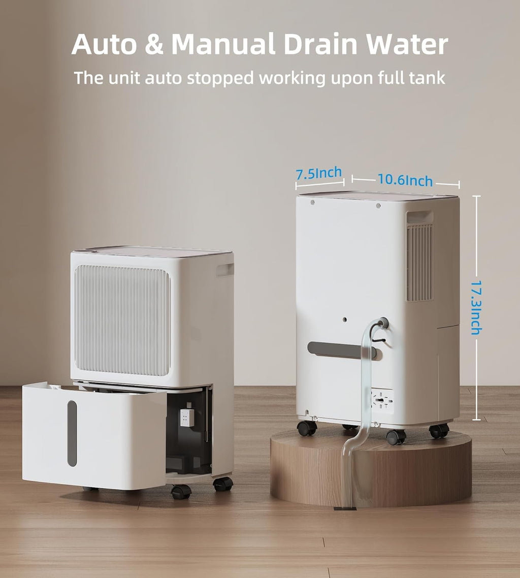 VEAGAS 250 Sq F Dehumidifie fo Basement 3 Pin Dehumidifier Fo Home Larg Room Aut Drai o Manua Drainage Digita Contro Panel Aut Defrost 24 Timer