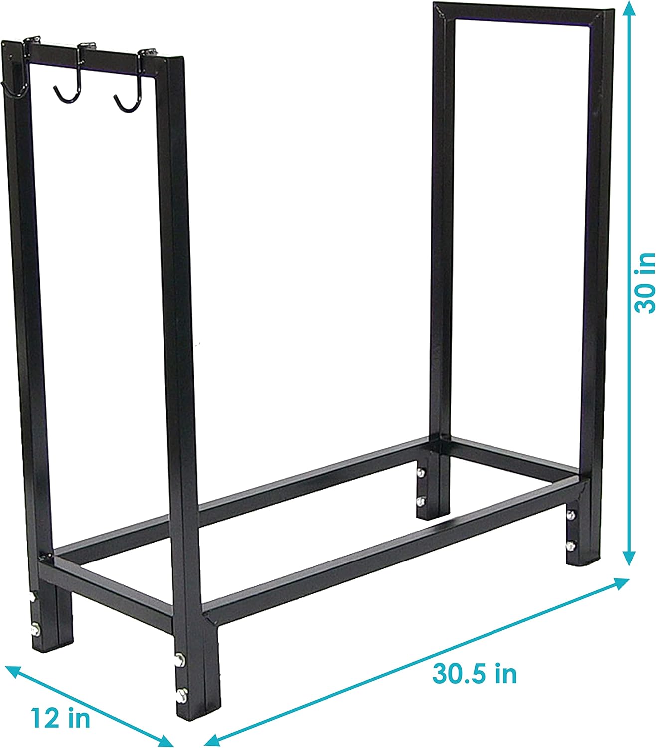 Sunnydaze Outdoor 30-Inch Firewood Log Rack - Small Fireplace or Fire Pit Wood Storage Holder - Black - 500-lb Capacity