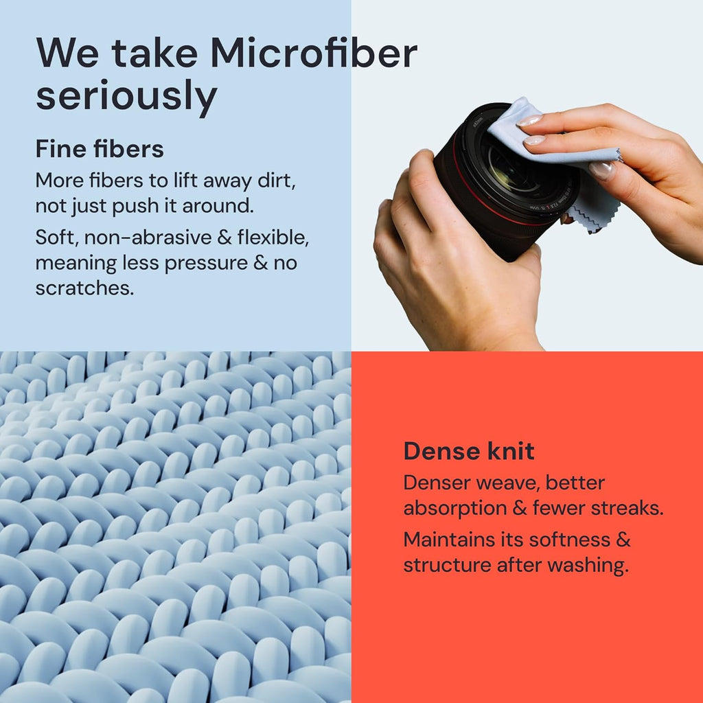Elite Screens Microfiber Cleaning Cloth - 12-Pack, 12inch x 12inch, Blue - Oversized Eyeglass Cleaning Cloth - Quick-Dry Reusable Glasses Wipes - Portable Pocket Lens Wipes