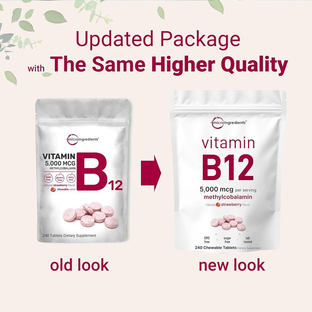 Micr Ingredient Vitami B1 5,00 mc Methylcobalami 24 Chewabl Tablet Fas Dissolve Natura Strawberr Flavo Support Energ Metabolis Healt Vegan Non-GMO Glute Free