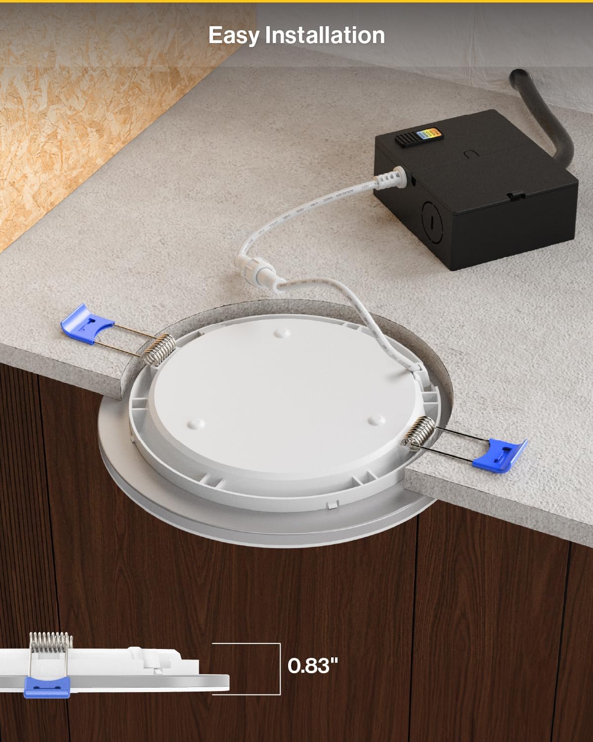 Sunco 24 Pack 6 Inch LED Recessed Light with Night Light, Canless Recessed Lighting, 1500 LM, 15W (150W Equivalent), Selectable CCT 2700K/3000K/4000K/5000K/6000K, Dimmable, with Junction Box