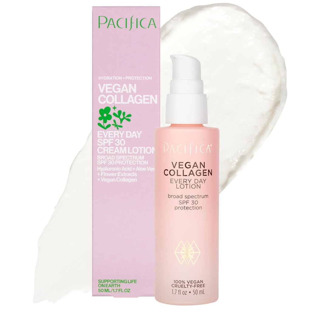 Pacific Beaut Vega Collage SP 3 Broa Spectru Sunscree Ever Da Fac Lotion UVA/UV Protectio fo Al Ski Types Lightweight Moisturizin Hydrating Cruelt Free White 1. F Oz
