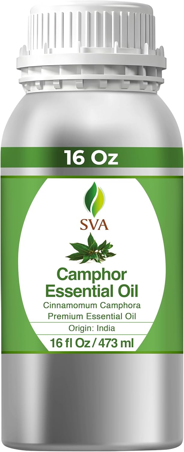 SVA Camphor Essential Oil ¨C 16 Fl Oz ¨C 100% Natural Camphor Oil - for Diffuser, Hair Care, Face, Skin Care, Aromatherapy, Scalp and Body Massage, Soap and Candle Making