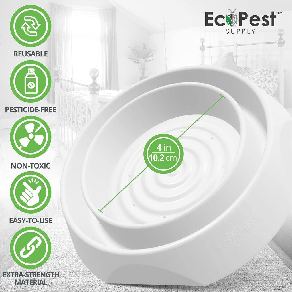 Bed Bug Interceptors ¨C 4 Pack | Bed Bug Blocker (Pro) Interceptor Traps (White) | Insect Trap, Monitor, and Detector for Bed Legs