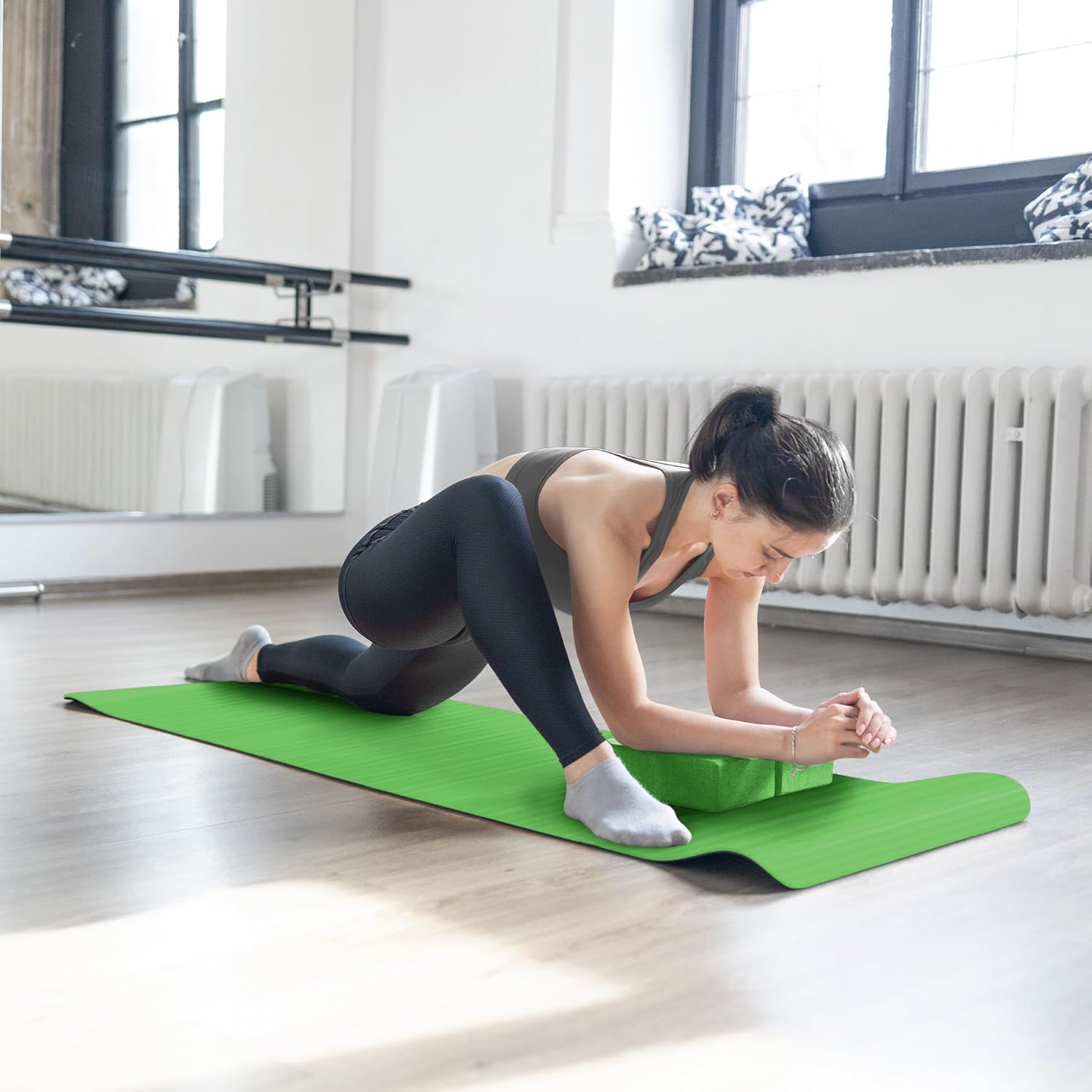 BalanceFrom 7-Piece Yoga Set with 71x24x0.5 Inches Extra Thick Mat and Carrying Sling ¨C Includes 2 Blocks, Stretch Strap, 2 Towels, and Knee Pad for Home, Studio, and Gym Workouts