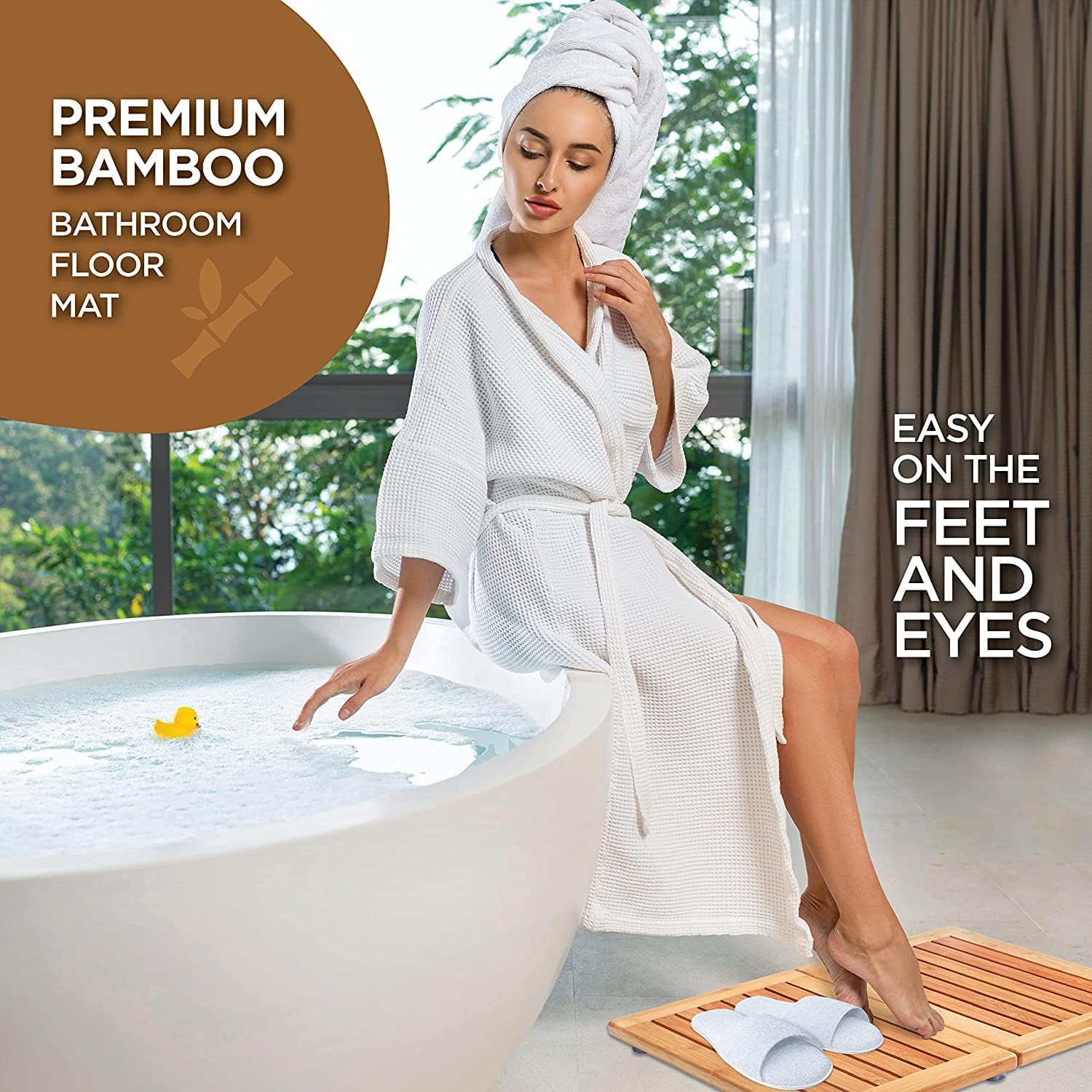 Bamb¨¹s Bambo Bat Ma Foldabl Woode Showe Mat Non-Sli Bambo Bathroo Ma fo Indoor/Outdoo Use Sp Saun Floo Mat Woo Bat Ma 24inc 18inch