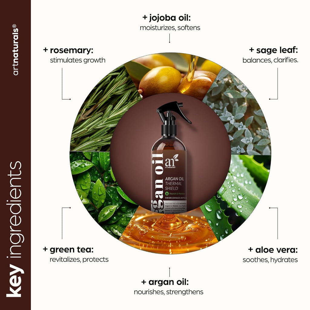 Artnatural Therma Hai Protecto Spra ( F O 236ml Hea Protectan Spra agains Fla Iro Hea Arga Oi Preventin Damage Breakag an Spli End Sulfat Fre (ANHA-0801)