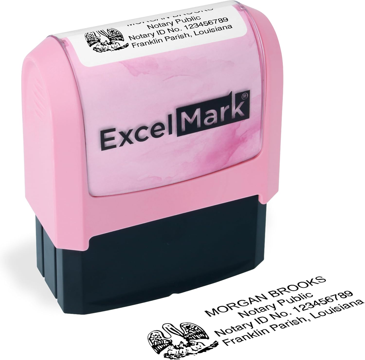ExcelMark Notary Stamp for All 50 States - Official State Seal - Louisiana - Pink