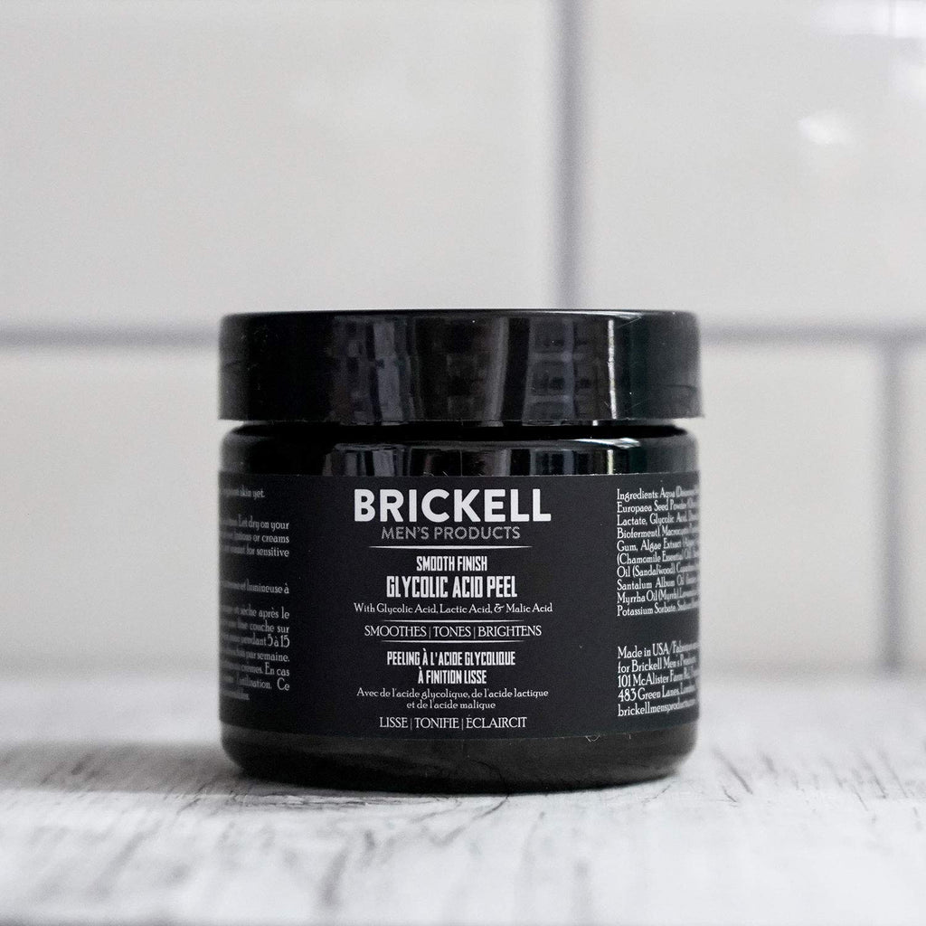 Brickel Men' Smoot Finis Glycoli Aci Pee Fo Men Natura an Organic Anti-Agin Pee fo Wrinkles Ounce Scented