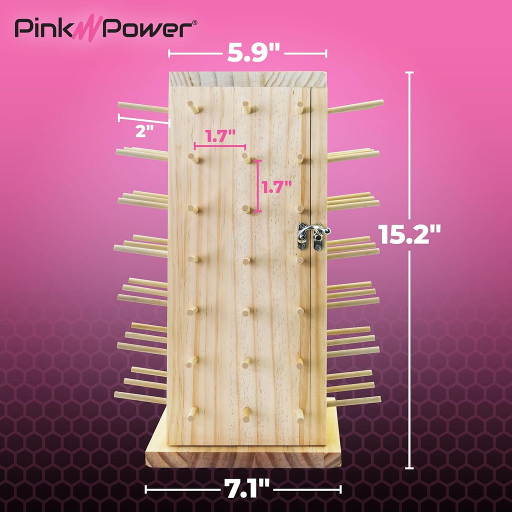 Pin Powe 8 Spool Threa Holde Stan 36 Ful Rotatin Woode Threa Organize Embroider Spoo Holde Rac Spoo Storag bo fo Sewing Quilting Jewelry an Hair-Braiding