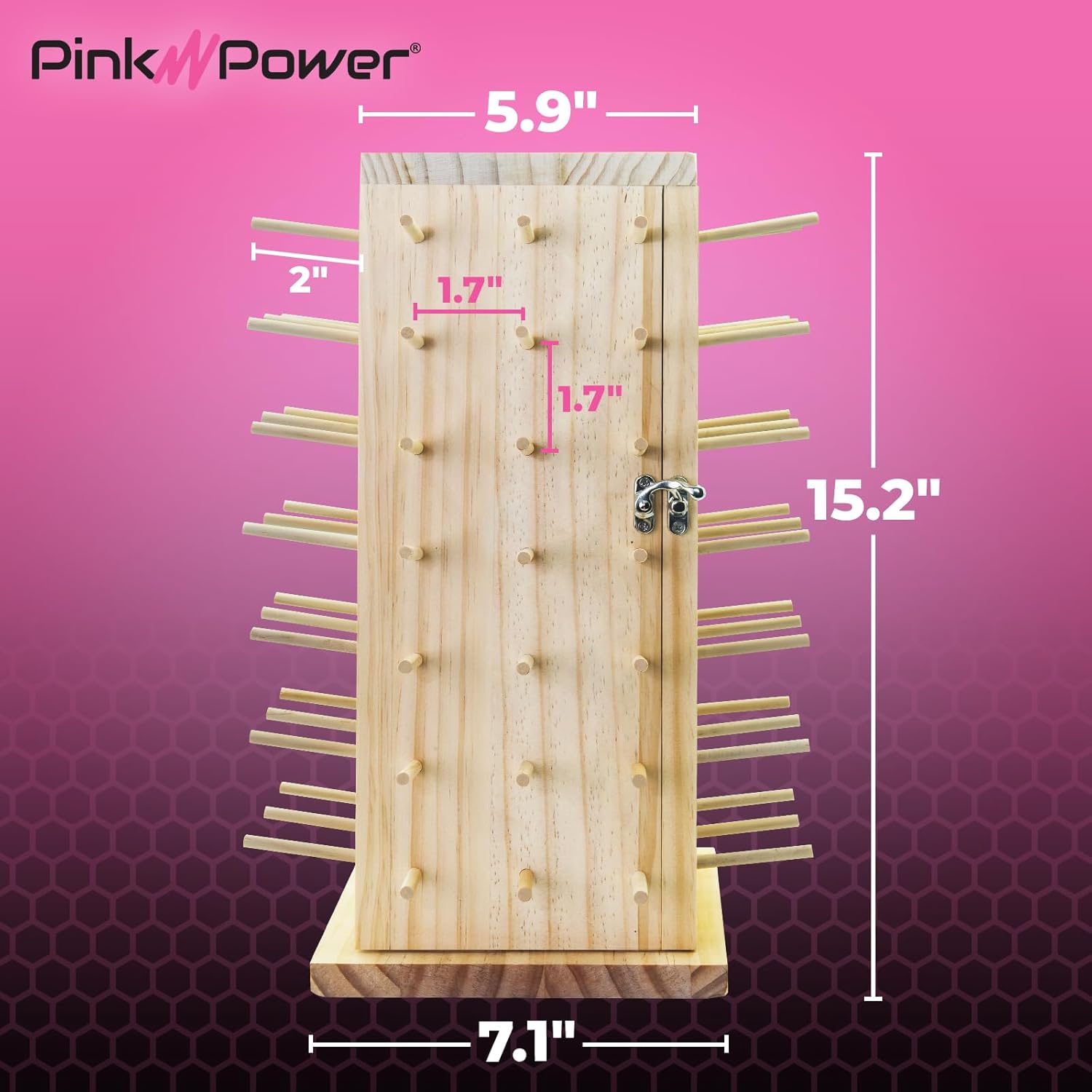 Pin Powe 8 Spool Threa Holde Stan 36 Ful Rotatin Woode Threa Organize Embroider Spoo Holde Rac Spoo Storag bo fo Sewing Quilting Jewelry an Hair-Braiding