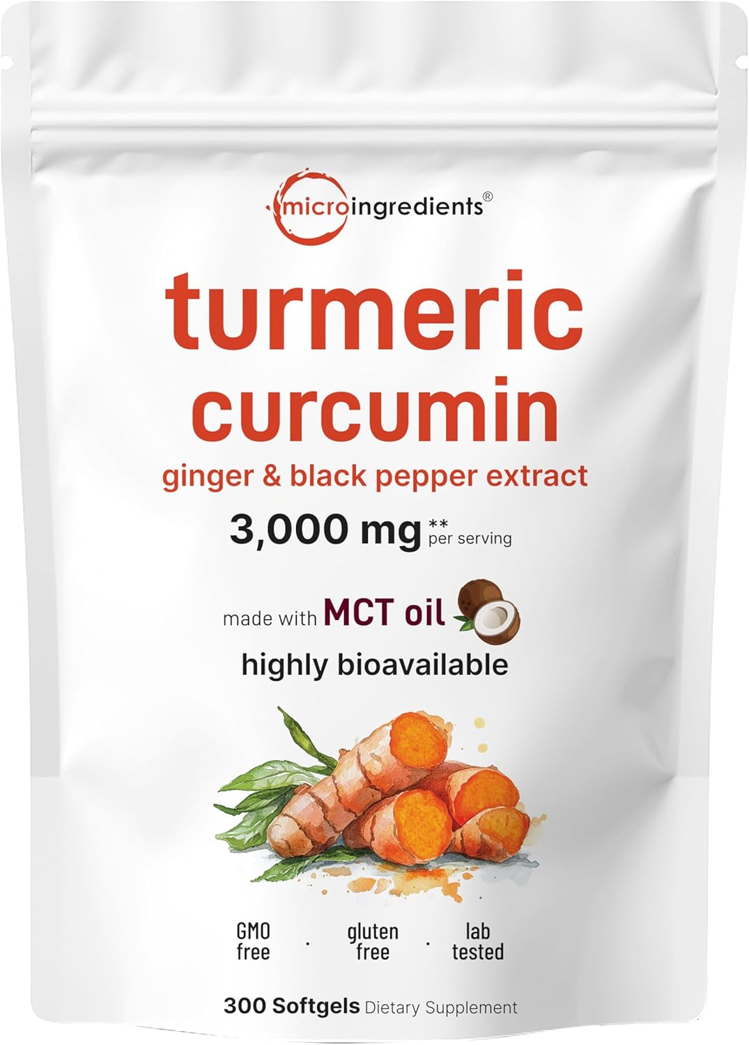 Turmeri Curcumi Supplemen wit Blac Peppe Ginge 3,000mg 30 Softgel wit MC Oi fo Bette Absorptio 95 Curcuminoid Non-GMO
