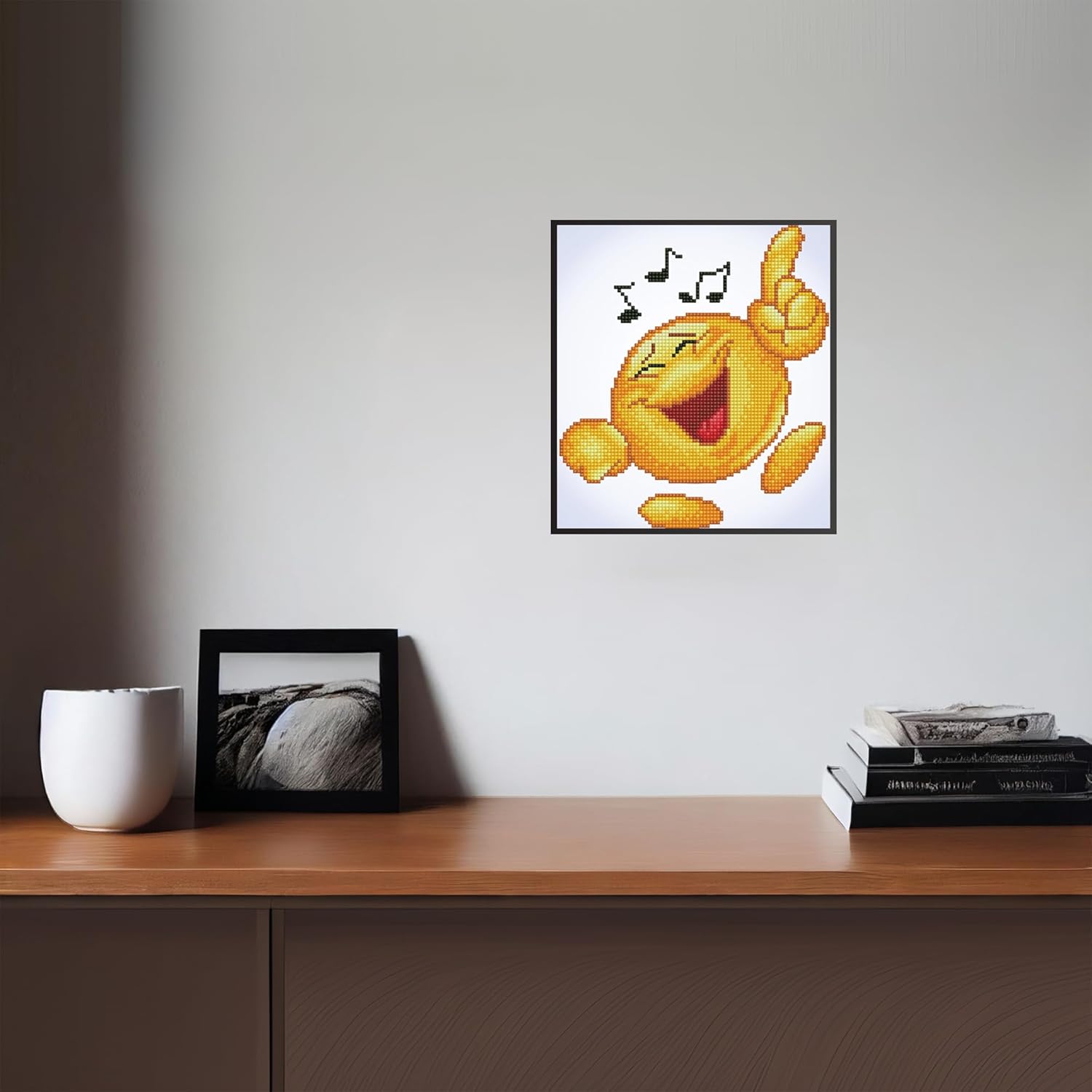 DIAMON DOT Jive' Musi Emoj Diamon Paintin Kit fo Adult Diamon Ar Kit Relaxin Creativ Craf Ki wit Dot Gem 10.2inchx9.1inch