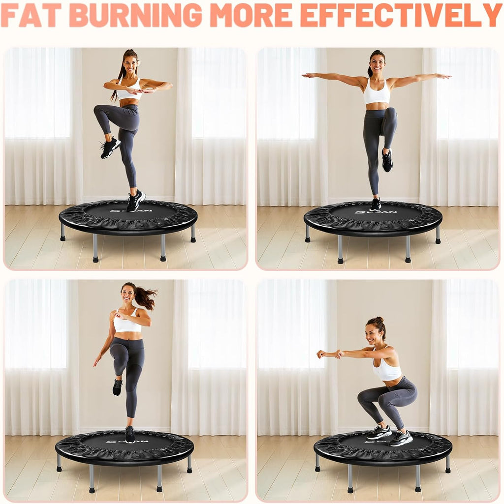 BCAN 38inch/40''/48'' Foldable Mini Trampoline Fitness Trampoline with Safety Pad,Rebounder Exercise Trampoline for Adults Indoor/Garden Workout,Max Load 300lbs/440lbs