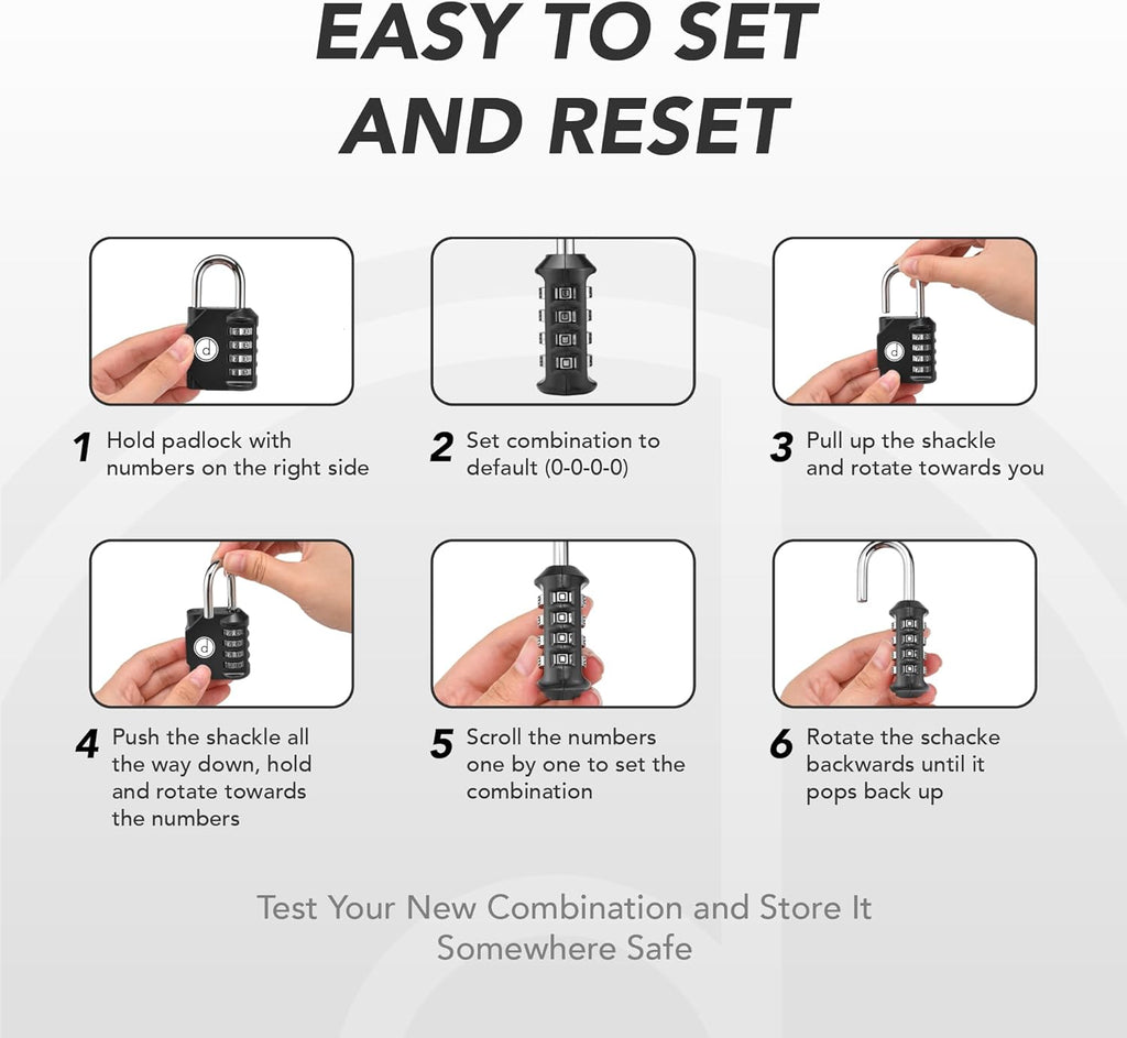 4 Digit Combination Locks 2 Pack - Weatherproof Padlock with Code - Combination Lock for Locker, Gym, Outdoor Gate, Storage Shed, Fence Gate Bike Lock - Keyless, Easy to Set, Reset - New Green