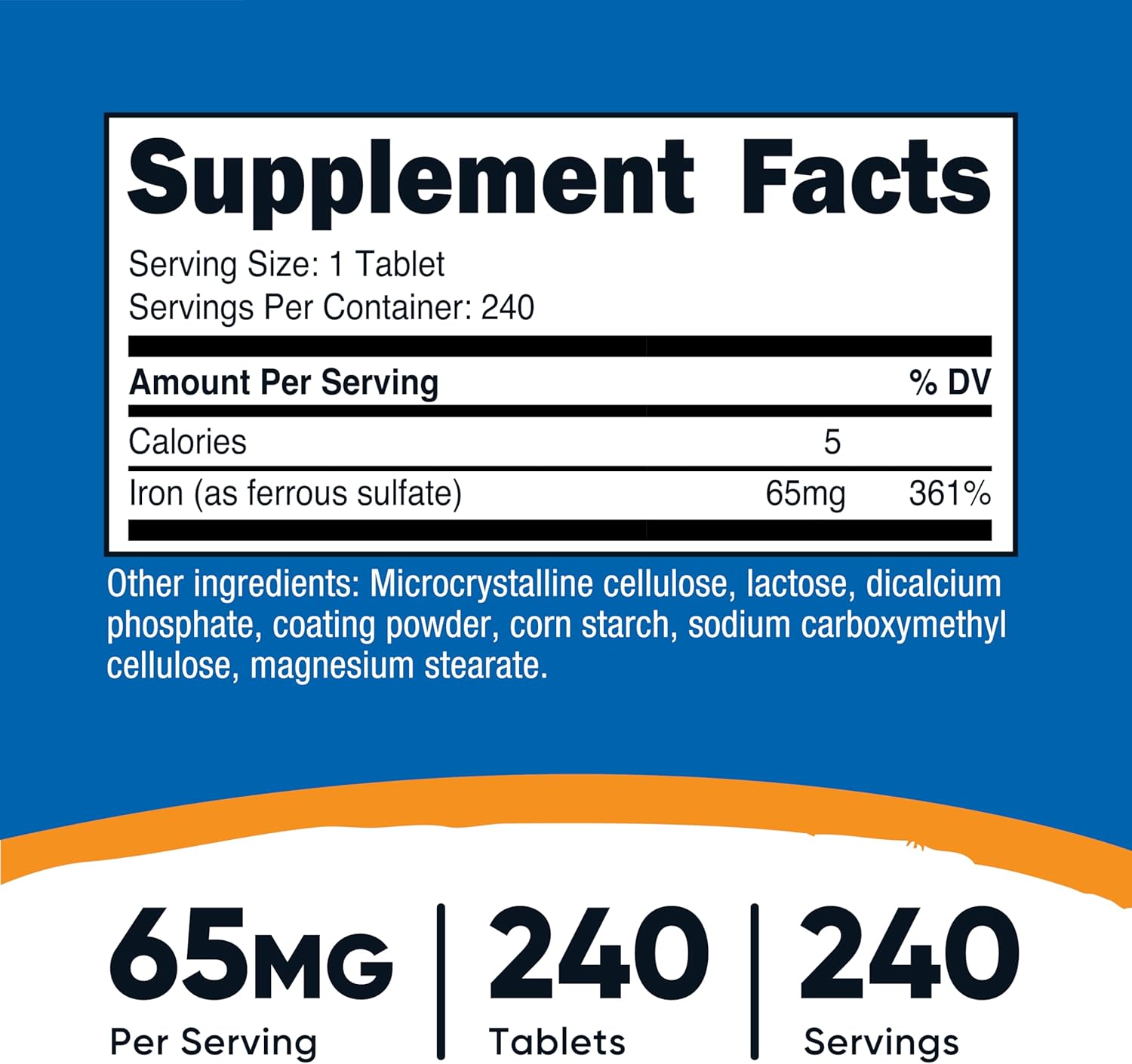 Nutricos Iro (A Ferrou Sulfate 65mg 24 Tablet Non-GMO Glute Free