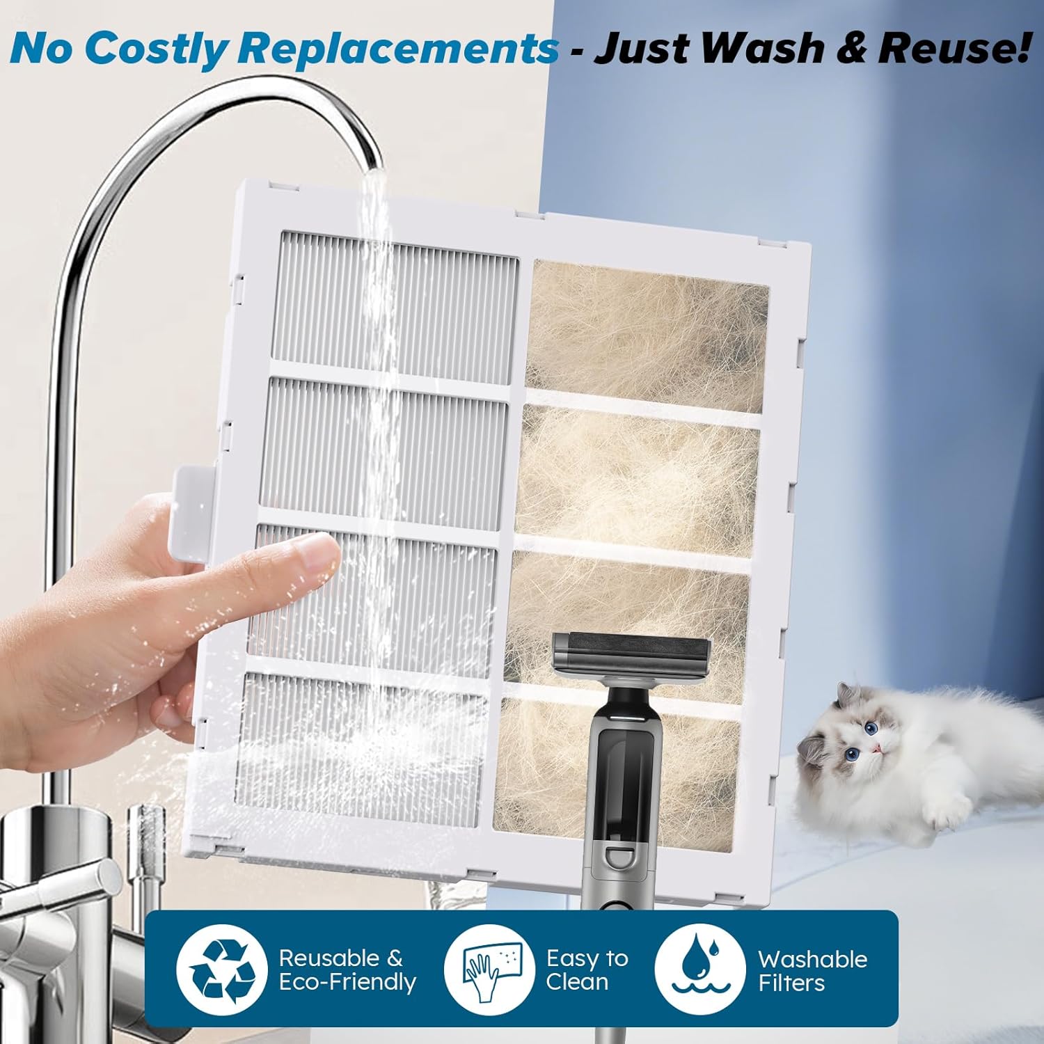 Foreve Smar Ai Purifie fo Home Neve Replac Ai Filte System Patente 7-Stag Filtration Clean Larg Roo u t 2,00 S Ft Adjustabl Flo Panel Washabl Reusabl Filters