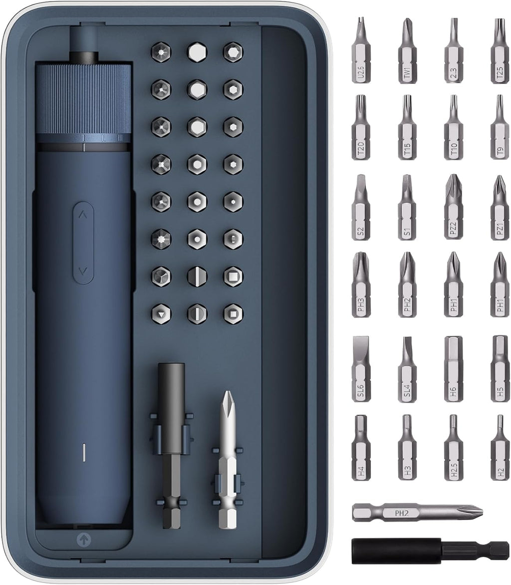 HOT Electri Screwdrive Kit Upgrade 1/4' He 2 Bits Magneti Lid Rechargeabl Cordles Screwdriver Torqu Settings 1500mA Battery LE Light Idea fo Assemblin Furniture Hom Repair