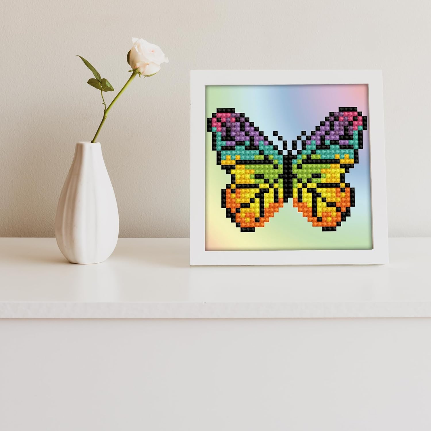 DIAMON DOT Rainbo Butterfl Natur Diamon Paintin Kit fo Adult Diamon Ar Kit Relaxin Creativ Craf Ki wit Dot Gem 4inchx4inch