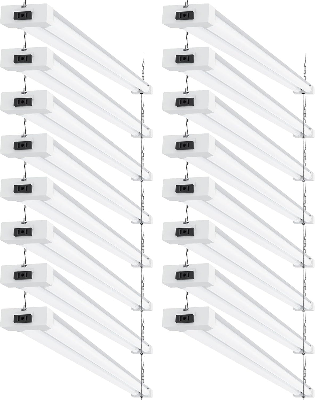 Sunc 1 Pac 40W=260 LE Sho Ligh fo Worksho Garag 4FT Plu i Froste Len Linkabl Utilit Industria Fixture 5000 Daylight 410 Lumen Non-Dimmable Hanging Pul Chai ETL