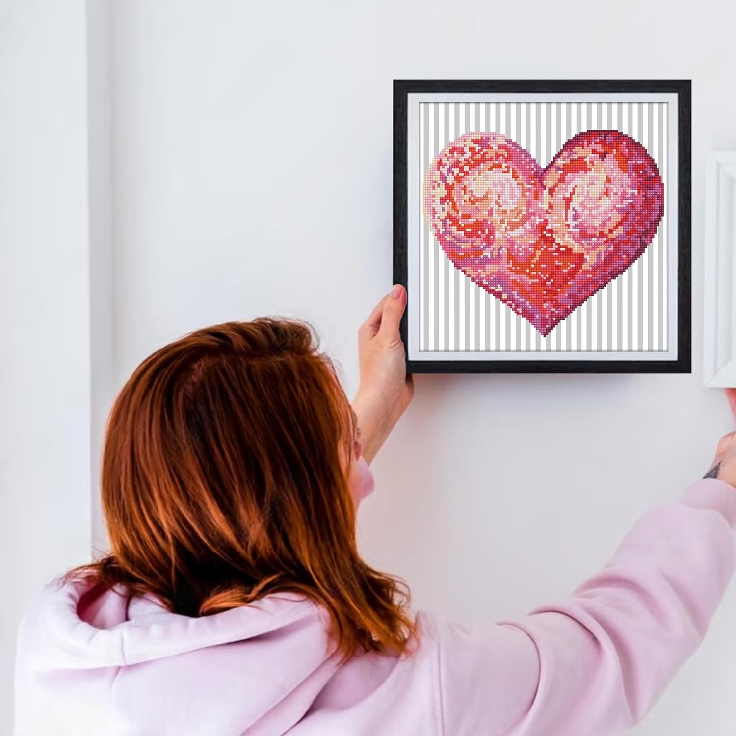 DIAMON DOT Heartfel wit Fram Hear Diamon Paintin Kit fo Adult Diamon Ar Kit Relaxin Creativ Craf Ki wit Dot Gem 12inchx12inch