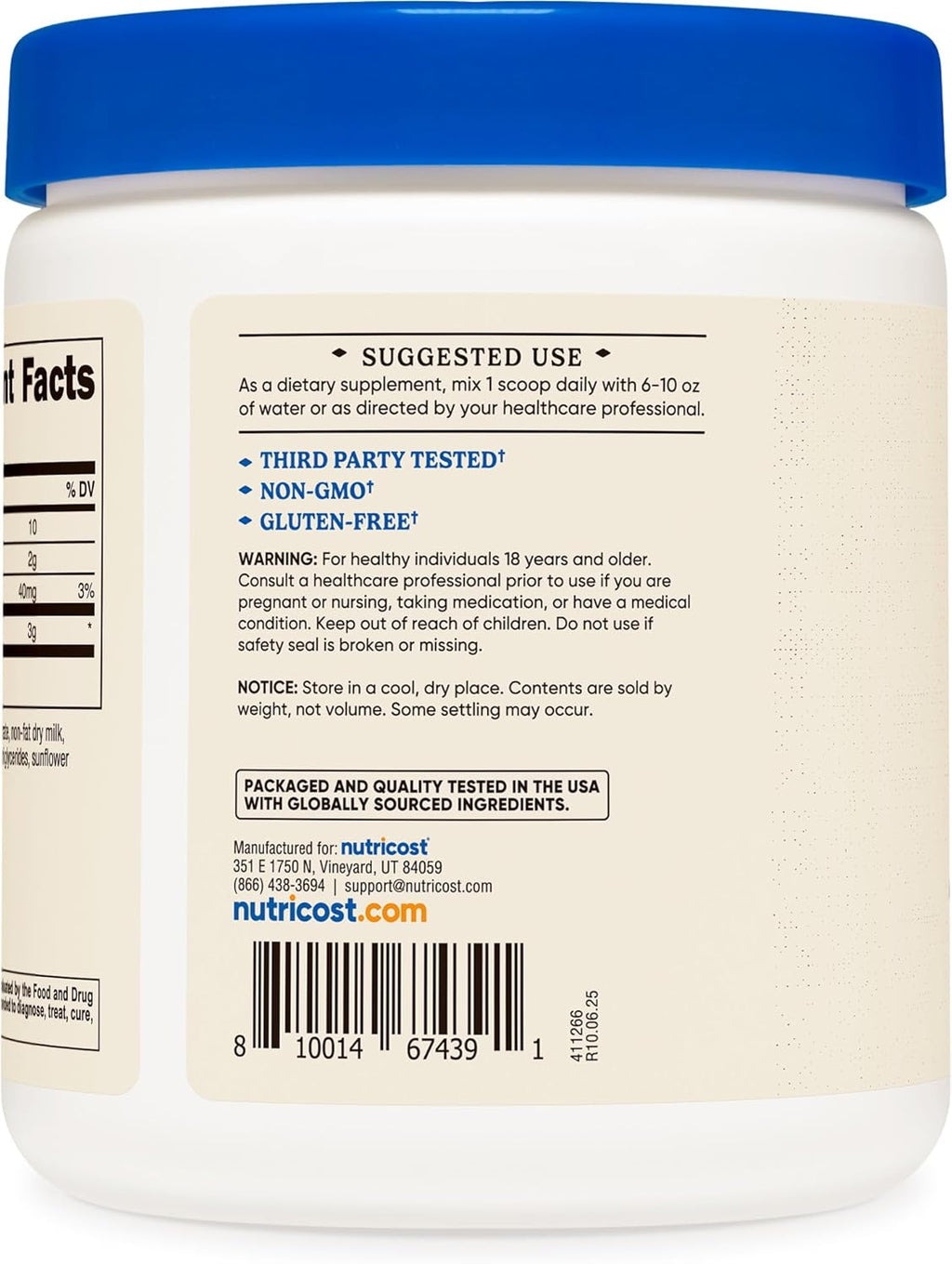 Nutricos Colostru Powde oz Lactoferri an Minimu 30 Immunoglobulin (IgG) fro Bovin Colostrum 3 Pe Serving 7 Servings
