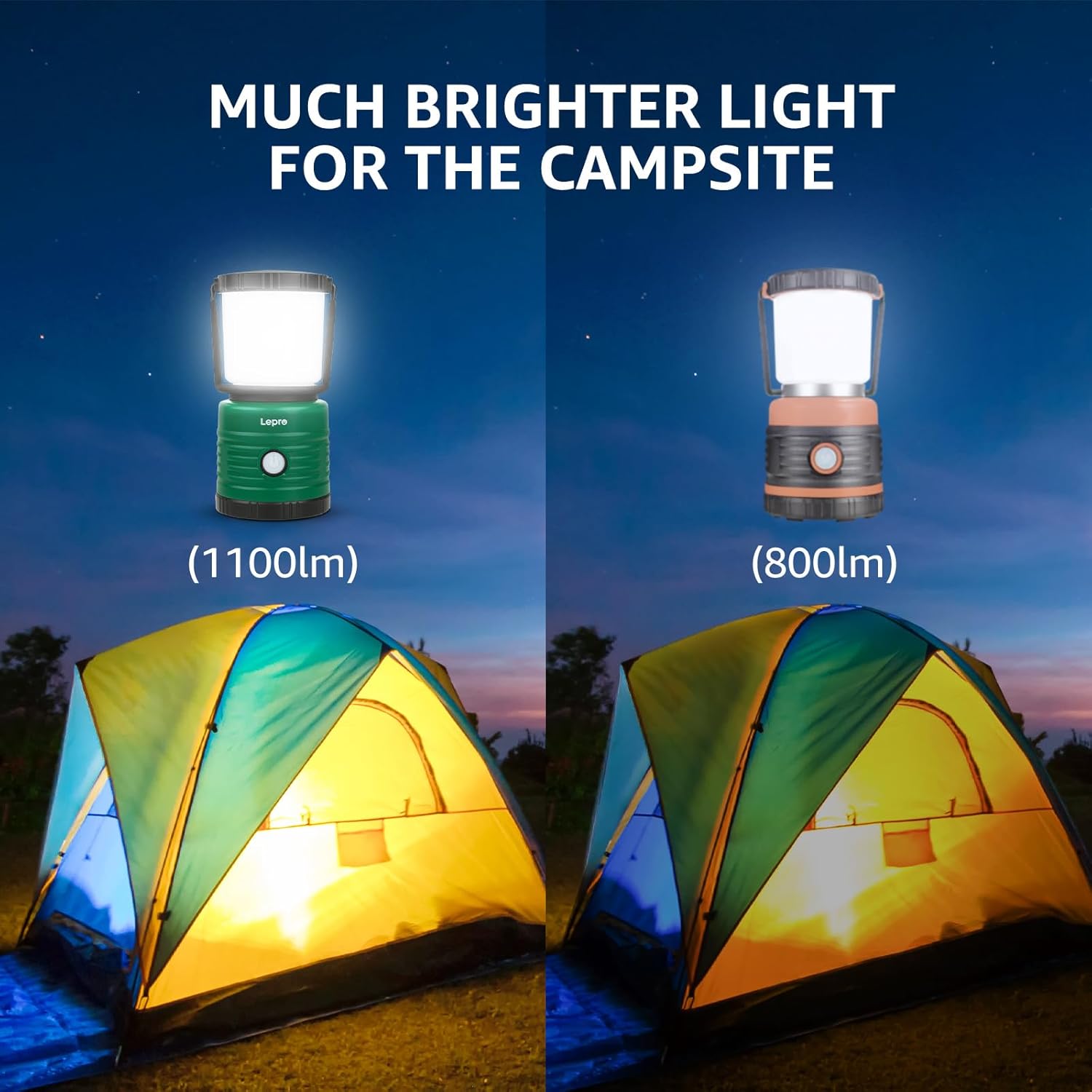 Lepr Campin Lantern Batter Powere LE wit 1500LM Ligh Modes Waterproo Ten Light Lanter Flashligh fo Hurricane Emergenc Light Surviva Kit Storms Outages Fishing Hiking
