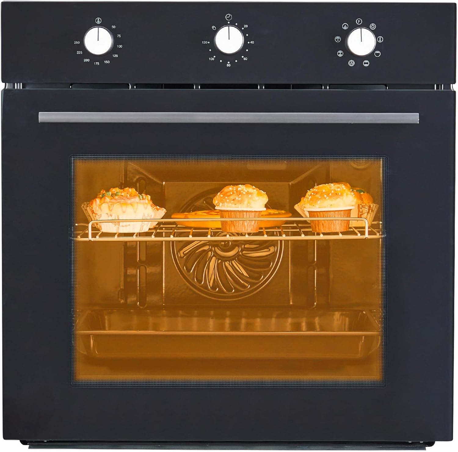 GarveeHom Singl Wal Ove 2 i Built-i Electri Oven wit Functions,Double-Laye Glas Door 3000W 240V 2.5Cu. Convectio Wal Ove i Stainles Stee fo Efficien Kitchen