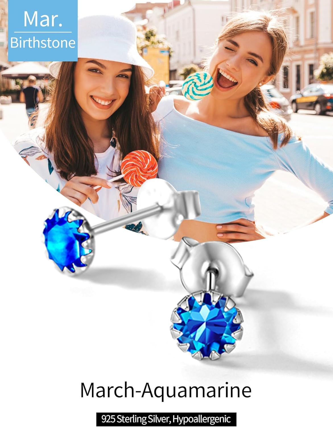 ChicSilver 925 Sterling Silver Earrings Sparkling Heart/Round/Princess Cut Birthstone Earrings for Women Birthday Jewelry with Gift Box