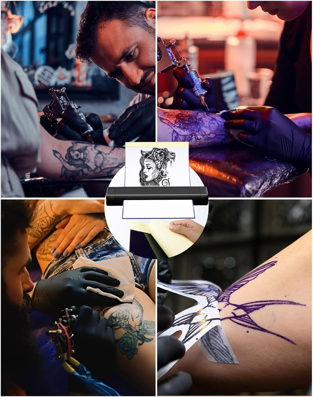 Phomem Tatto Transfe Paper 10 Sheet Stenci Transfe Pape fo Tattooing A Siz Therma Tatto Stenci Pape Compatibl wit M08 TP81/83/86/87/8 Printe Tatto Supplies