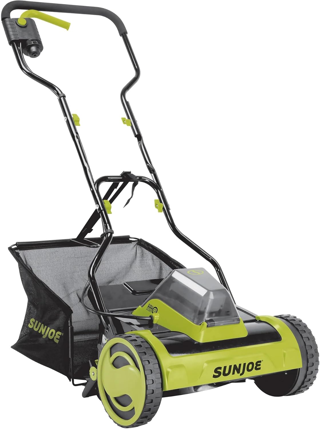 Sun Joe Cordless Electric Push Lawn Mower with 11.9-Gal Bag, 15-Inch Cutting Width, 360W Motor - Heavy-Duty Yard Trimmer for Gardening Care and Maintenance, IONMAX 24V-CRLM15