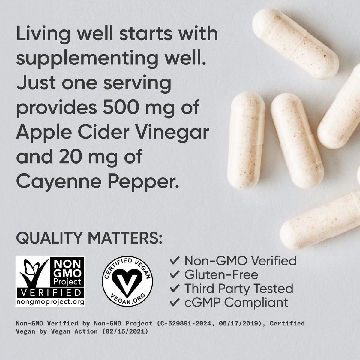 Sports Research Apple Cider Vinegar with Cayenne Pepper | Made from Organic Fermented Apple Cider - Non-GMO Project Verified Vegan Certified (120 Veggie Capsules)