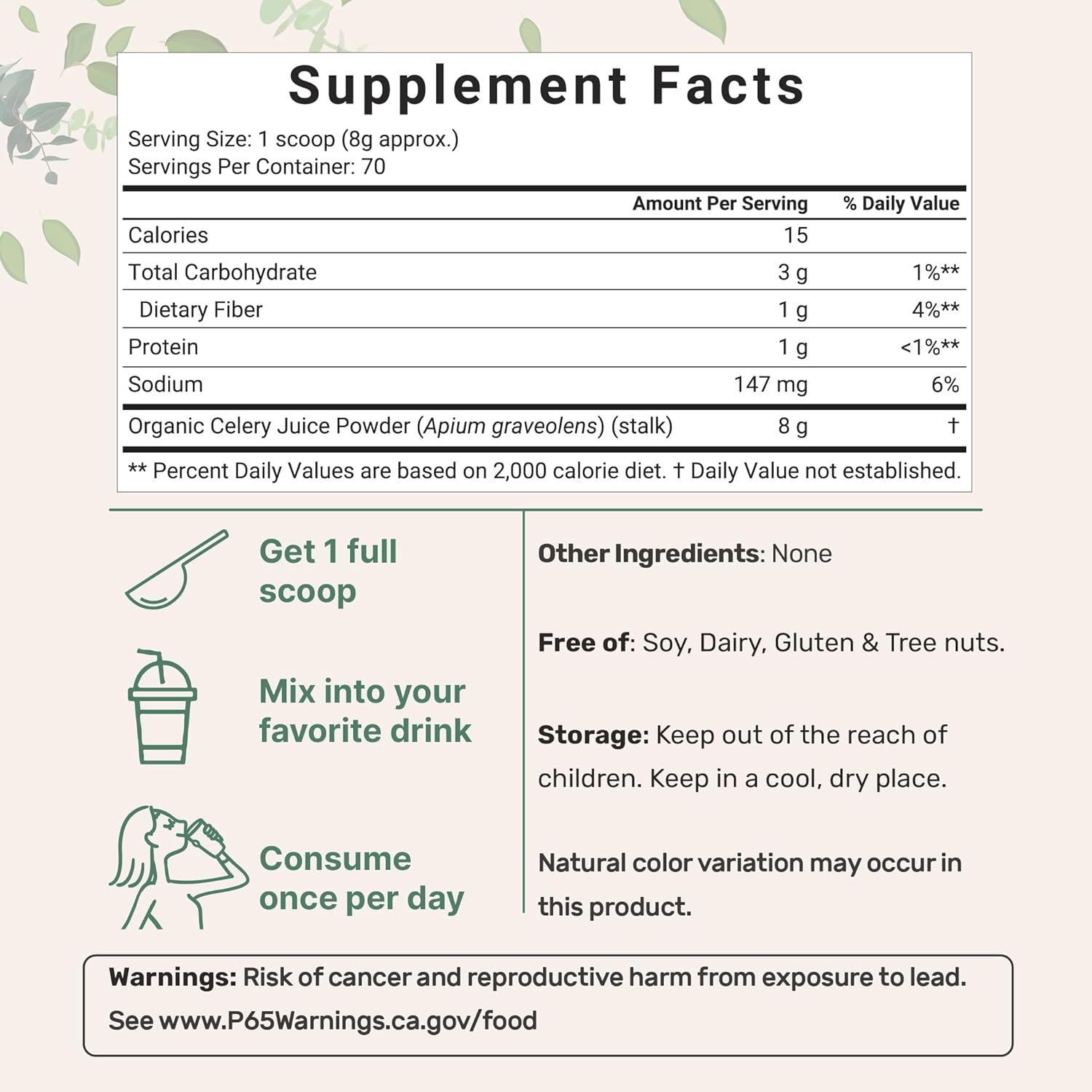 Organi Celer Juic Powder 2 Ounc (1.2 Pound) 7 Serving Celer Deto an Col Pressed Boost Immun System Energ an Support Gu Health Ric i Immun Vitami an Minerals Vegan