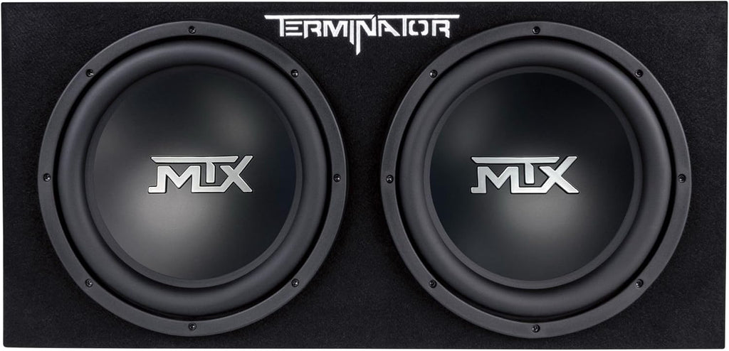 MTX Dual 12-Inch Subwoofers with Loaded Enclosure, 1200W Max Power, 400W RMS, Terminator - Car Audio Subwoofer and Speaker System with Deep Bass Sound
