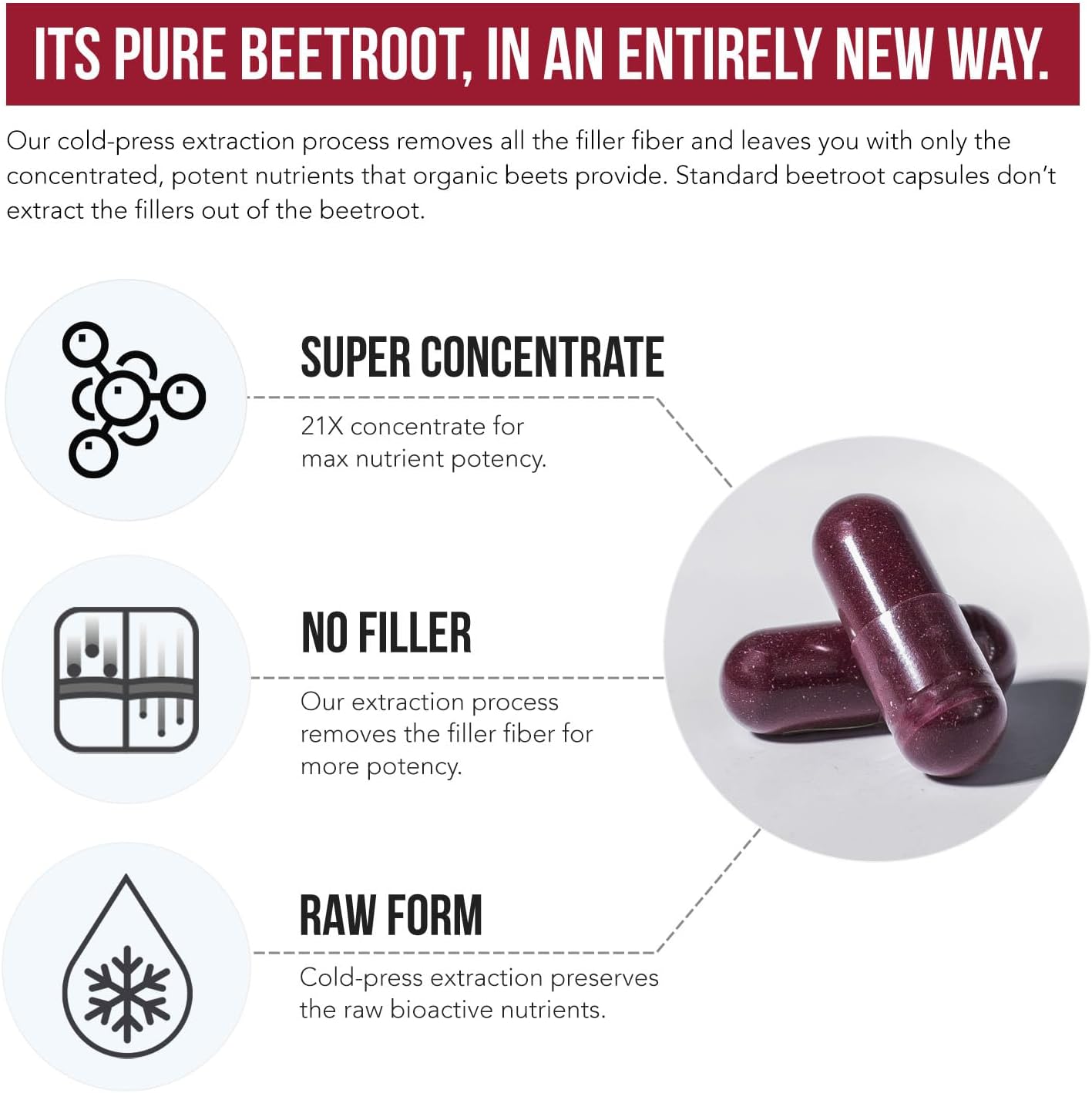 BioBeet Max Strength Beet Root Capsules - 21:1 Concentrate, Each Serving Derived from 28,350 mg Organic Beetroot - Absorption Enhancement with BioPerine Black Pepper Extract (60 Capsules)